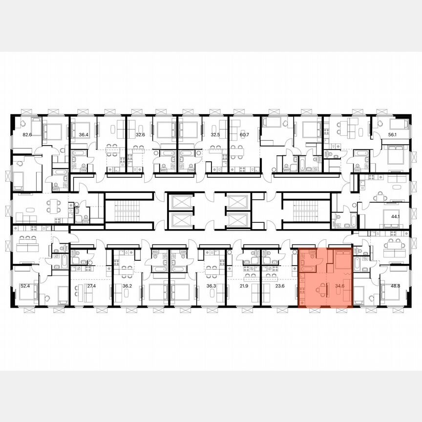 1-к. квартира, 34,6 м², 14/25 эт.