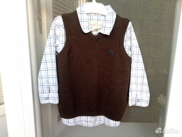 Двойка жилетка рубашка H&M 9-12 месяцев