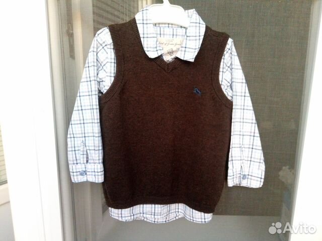 Двойка жилетка рубашка H&M 9-12 месяцев