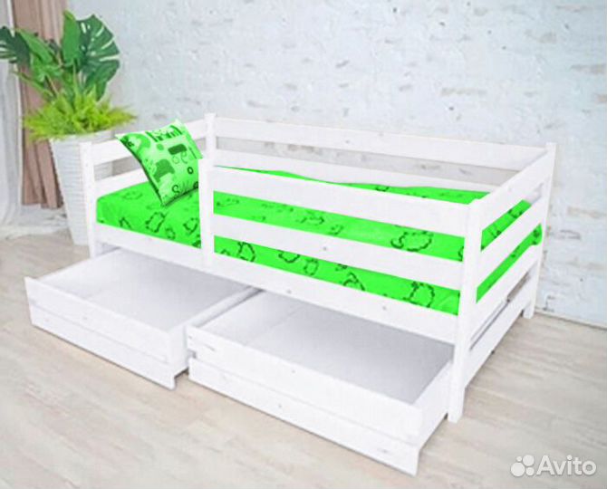 Кроватка детская высокий борт софа эко берёза