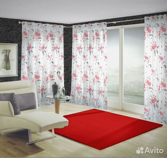 Ткань для штор тюль органза с пионами