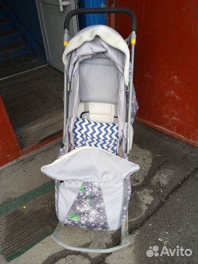 Детские санки коляска с колесами