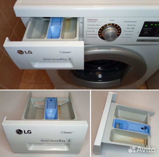 Стиральная машина LG F1296NDS1 6 кг + Пар