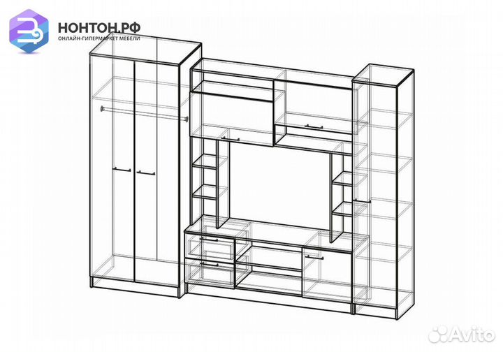 Стенка Флора ясень светлый / ясень темный