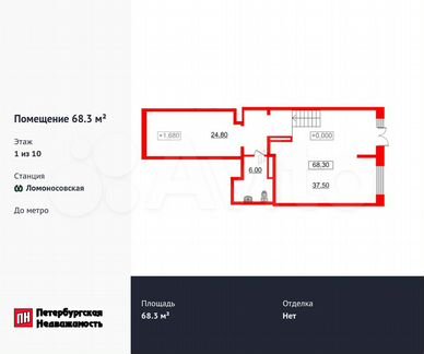 Продам помещение свободного назначения, 68.3 м²