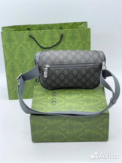 Поясная сумка Gucci канва кожа узор GG