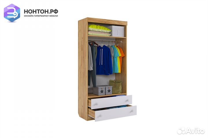 Шкаф 2-створчатый Форсаж дуб крафт золотой / белый