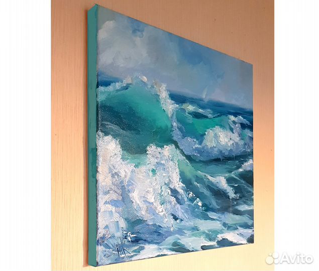 Картина море волны морской пейзаж маслом холст