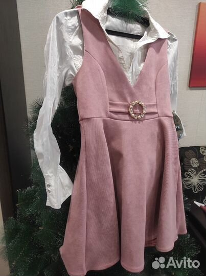 Сарафан микро вельвет 44-46 пудра