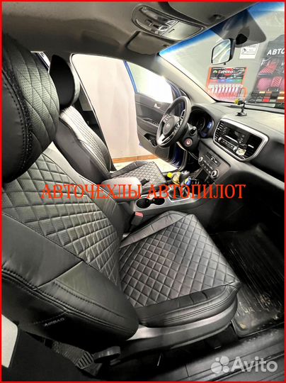 Чехлы Автопилот Kia Sportage 4 из экокожи чёрные