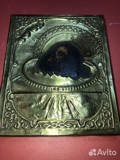 Старинная икона Голова Иоанна Предтечи