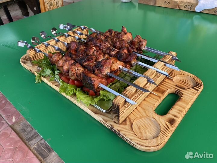 Поднос для подачи шашлыка с гастроемкостью
