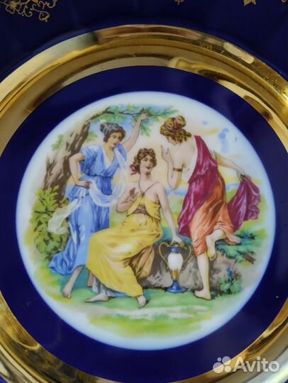 Тарелка фарфоровая. Мадонна. Кобальт. Чехословакия