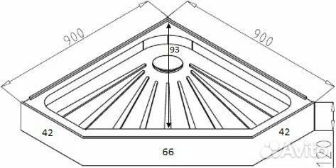 Душевой поддон 90х90 трапеция