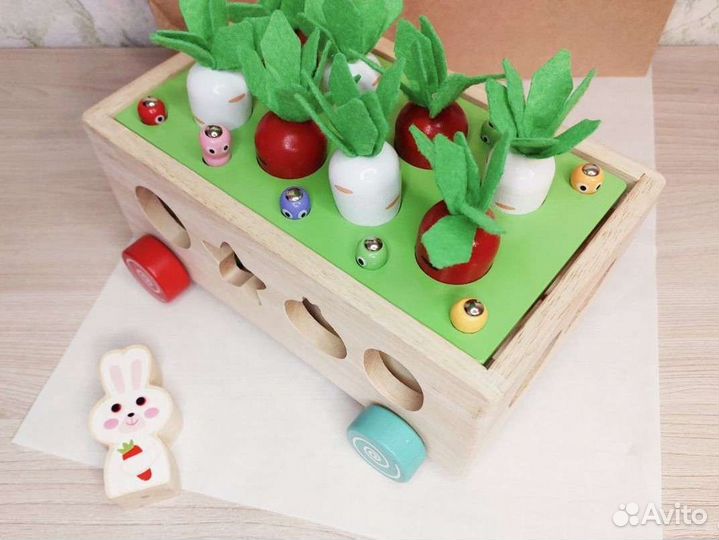 Деревянный сортер монтессори каталка рыбалка