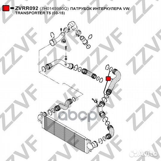 Патрубок интеркулера VW transporter T5 (03-15)