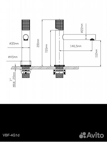 Смеситель для раковины Vincea Groove VBF-4G1MB