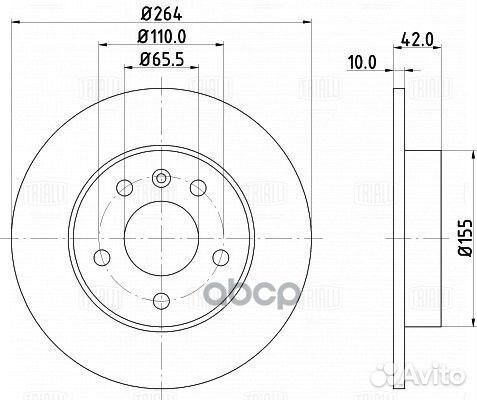 Диск тормозной зад DF210203 Trialli