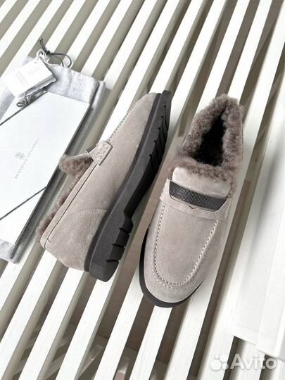 Лоферы с мехом brunello cucinelli