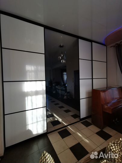 Перегородка белое стекло/зеркало графит