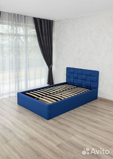 Кровать 120х200 синяя рогожка Прованс