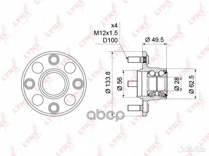 Ступица колеса зад прав/лев WH1203 lynxauto
