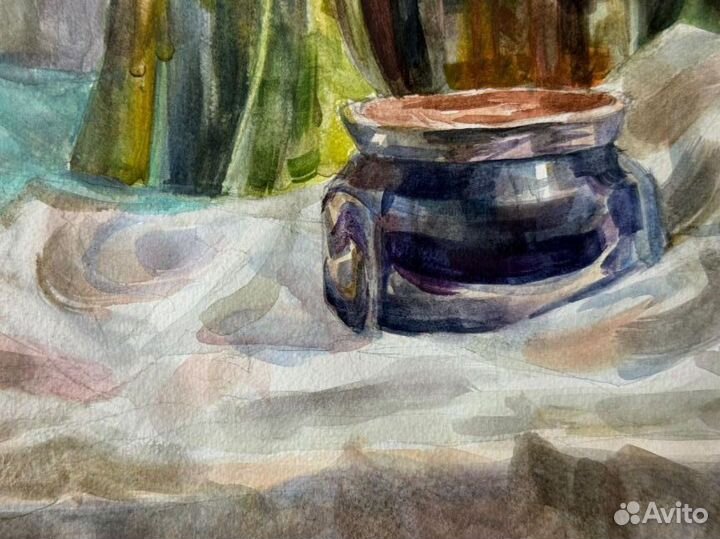 Натюрморт акварелью (зеленый)