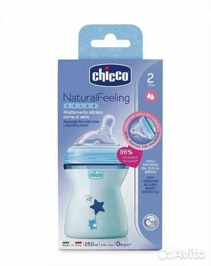 Бутылочка Chicco Natural Feeling c 2месяцев 250мл