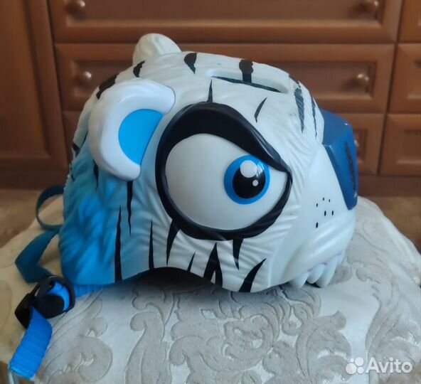 Детский шлем Crazy Safety белый тигр