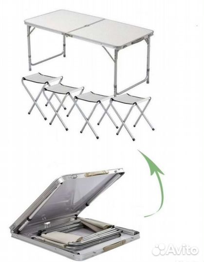 Стол туристический раскладной 60*120 см и 4 стула