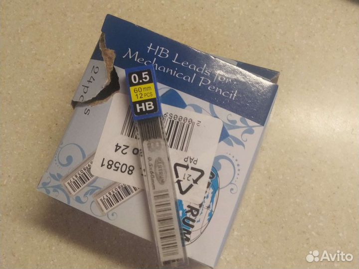 Грифели для механических карандашей, 0.5, HB