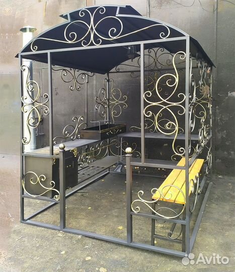 Беседка мангал с печкой