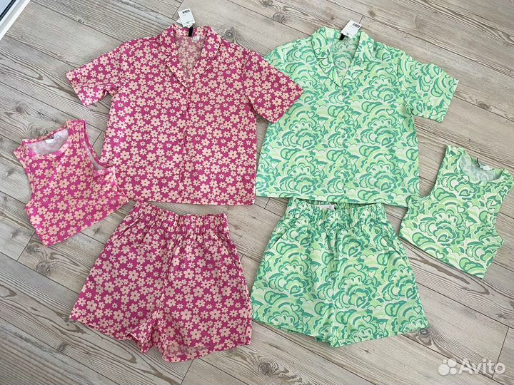 Комплекты рубашка, шорты, топ H&M p.XS