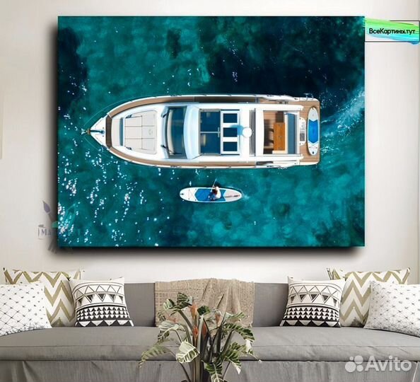 Картины с катерами на холсте для интерьера