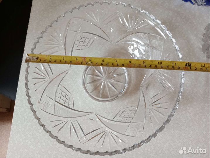 Хрустальная ваза для фруктов на ножке большая