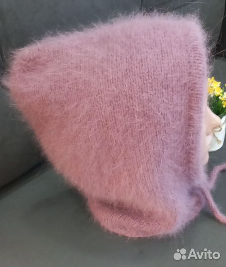 Капор, капюшон вязаный из пуха норки