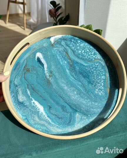 Поднос деревянный круглый