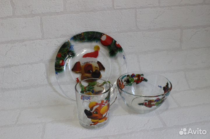 Подарочный набор детской посуды новый год