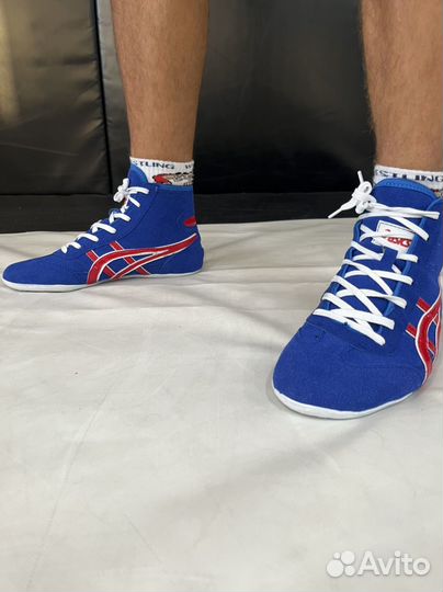 Борцовки asics tiger сине-красные