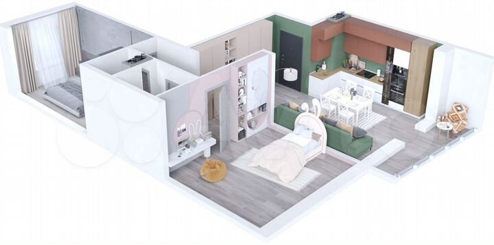 2-к. квартира, 66,3 м², 6/9 эт.