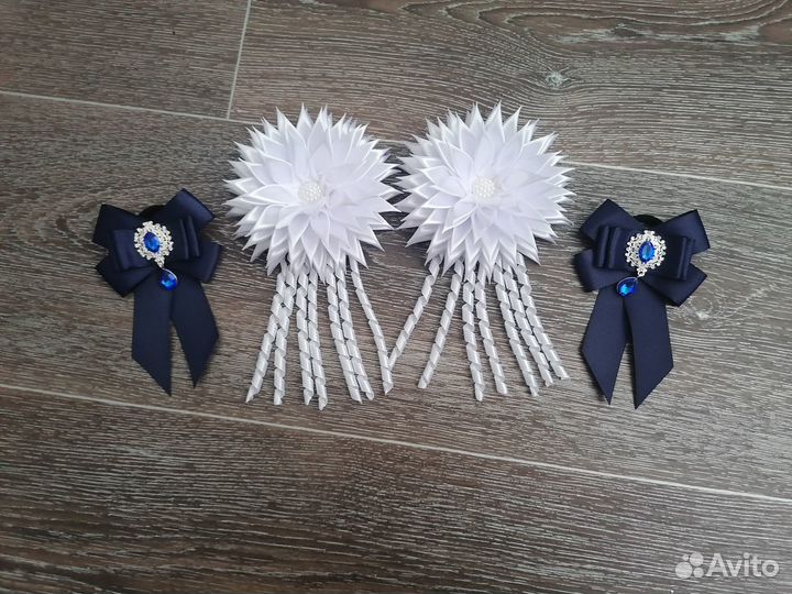 Большие белые банты на 1 сентября, последний звоно