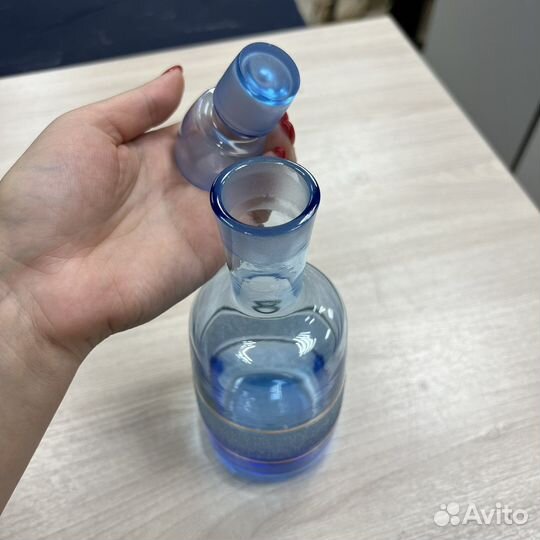 Графин СССР синее стекло 25 см 500мл