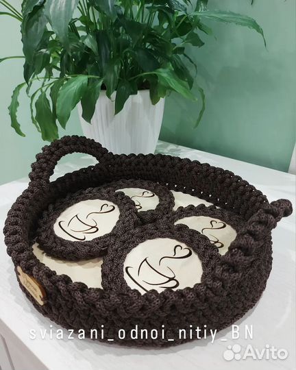 Подарочный набор поднос и подставки под чашки