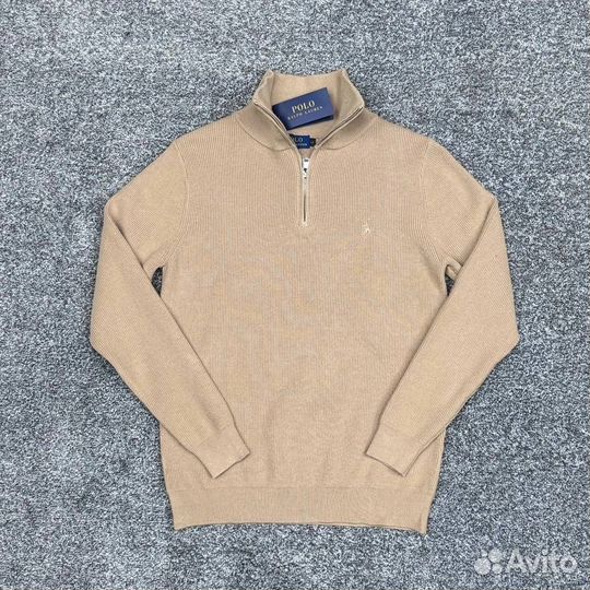 Свитшот полузамок polo ralph lauren бежевый