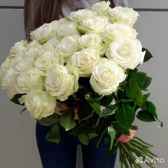 15 белых роз Цветы букеты розы