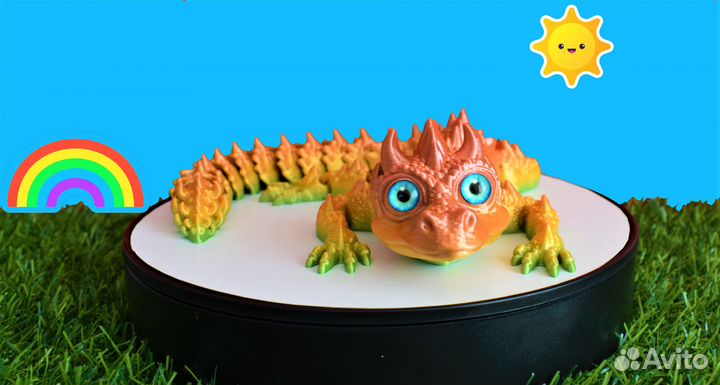 Дракоша Радужный, подвижный, Антистресс игрушка