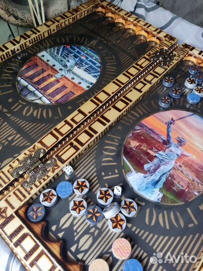 Нарды ручной работы со стеклом