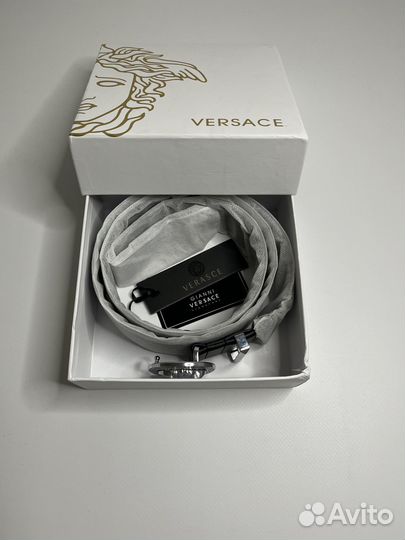 Мужской кожаный ремень черный Versace