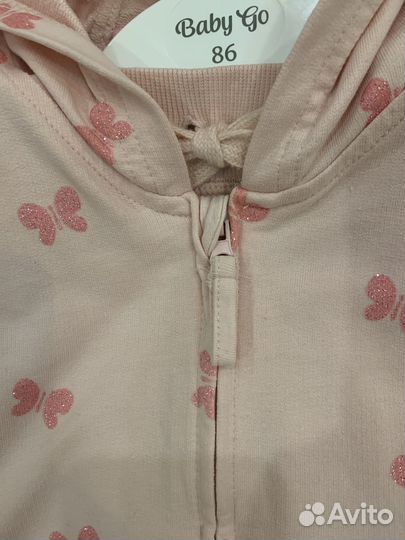 Розовый Комплект блестящие бабочки хлопок 86 и 92