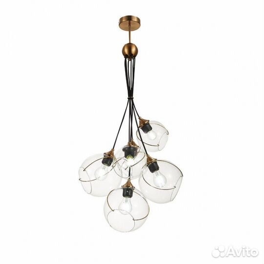 Люстра подвесная металл и стекло модерн